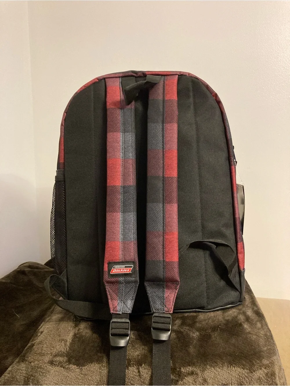 Dickies Varsity red plaid back pack NWT